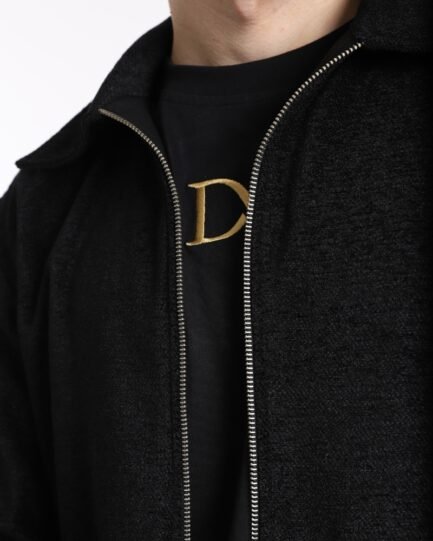 Black Woollen Weave Jacket