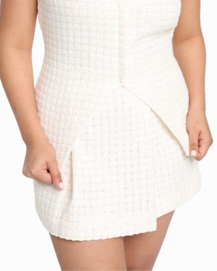 White Sequence Tweed Skirt