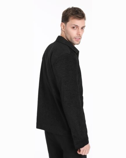 Black Woollen Weave Jacket