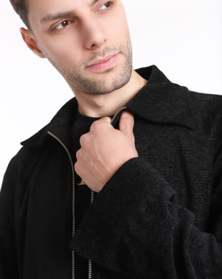 Black Woollen Weave Jacket